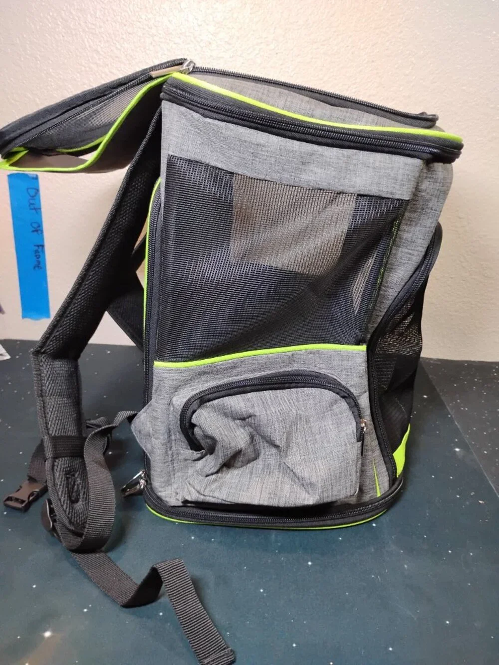 Baglher Pet Backpack Carrier Grey Lime Green Mesh Travel Bag for Small Cat Dog